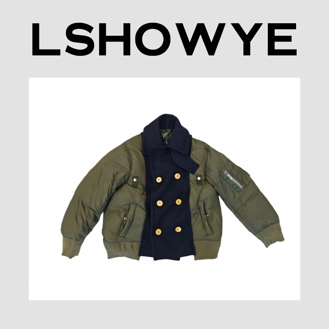 LSHOWYE｜双排扣鸭绒拼接羽绒服 J8012