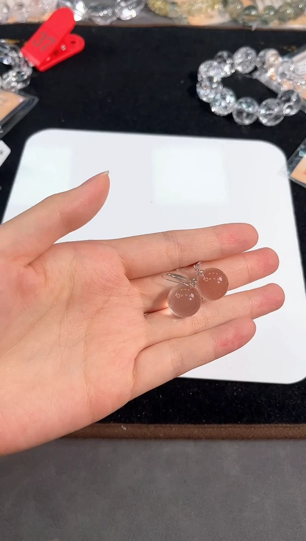 水晶手链未镶嵌38号白水晶耳钩一对14mm