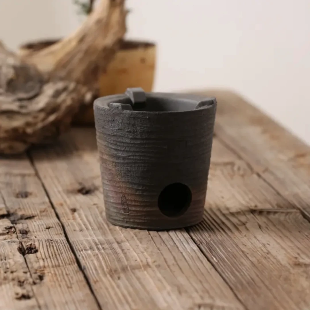 【厚德炉】古龙窑纯手工柴烧简约提梁壶炭炉套装侘复古寂风粗陶煮水