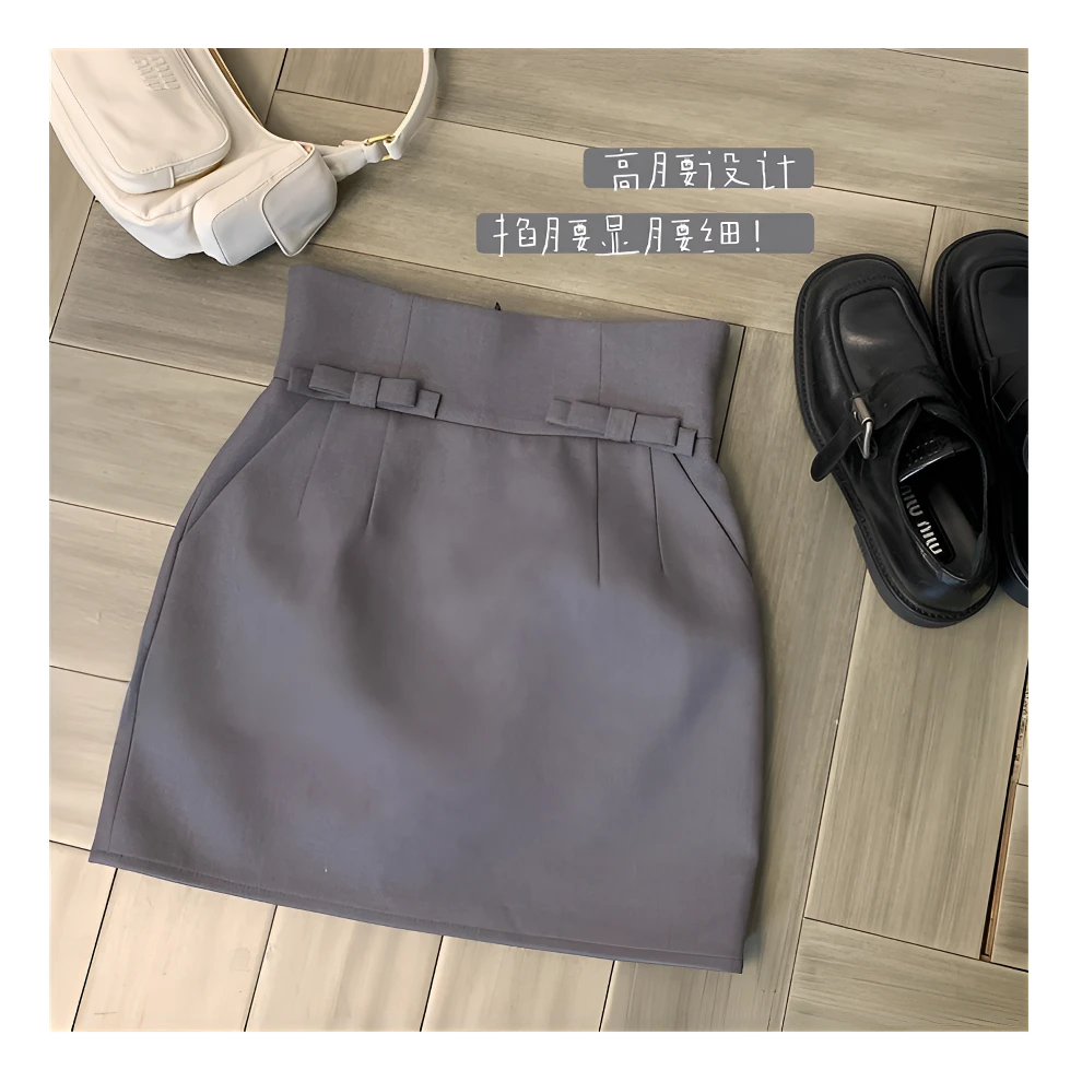 设计感蝴蝶结高腰显瘦A字半身裙春夏新款法式小众百搭包臀短裙