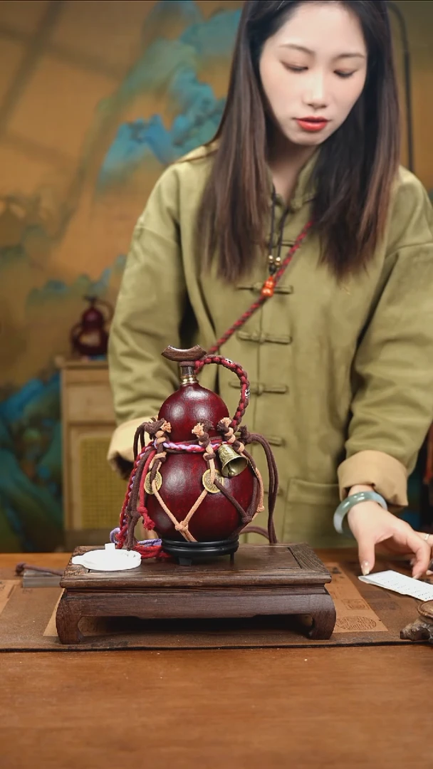 YD069复古网兜款天然酒葫芦（一物一拍）