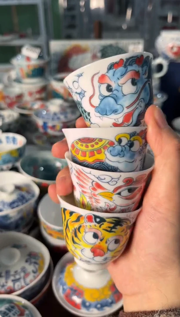 瓷片陶昨明铃铛杯4只（福利价格）
