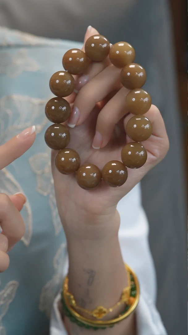 未镶嵌手串和田玉圆珠  卡18