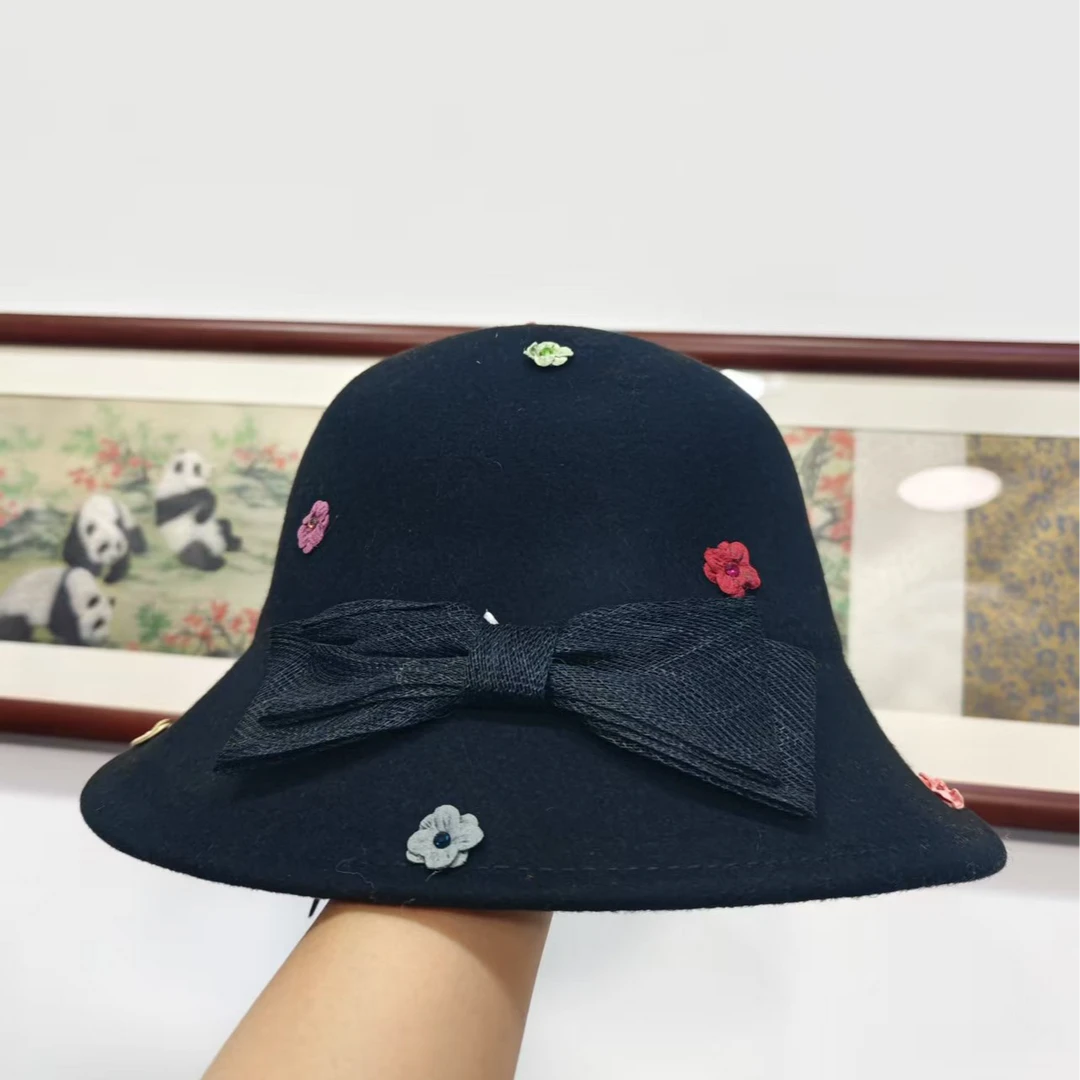 MIU时尚气质百搭款蝴蝶结女士小花帽