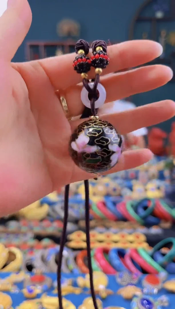 非遗 景泰蓝3.0单珠项链 黑色