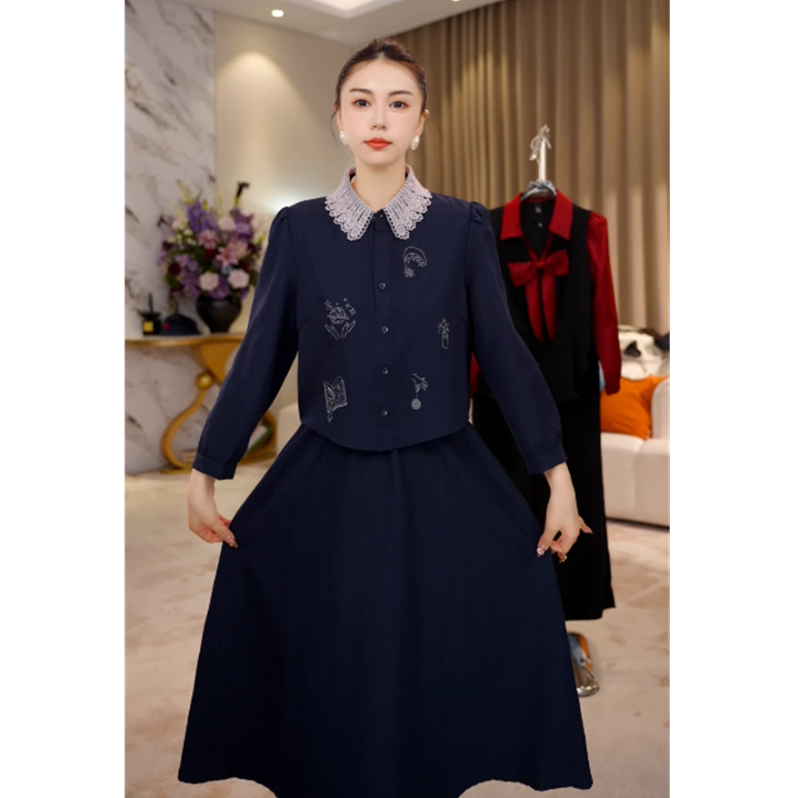 G9280假两件气质连衣裙女2025年秋季新款时尚洋气减龄中长款裙子