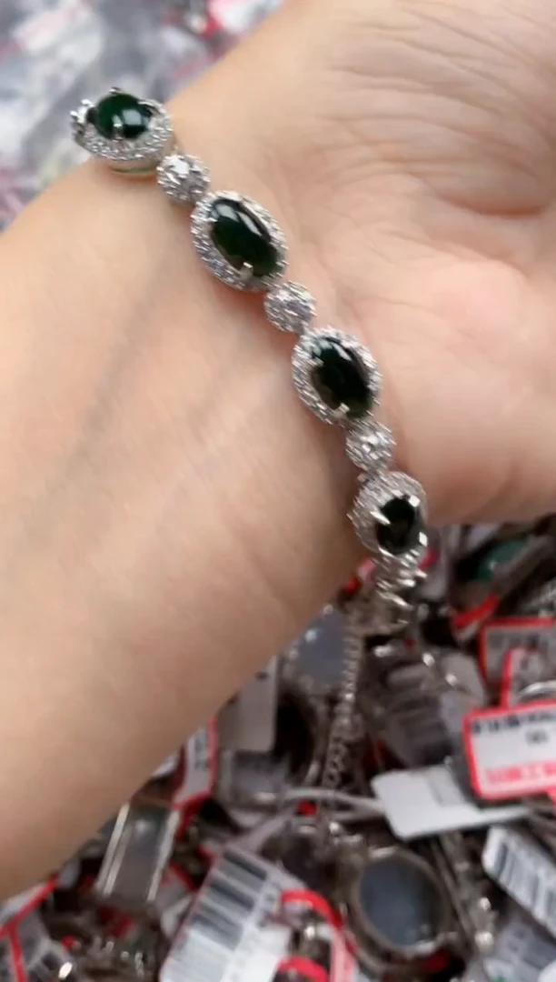 银S925镶嵌戒指翡翠天然A货缅甸翡翠