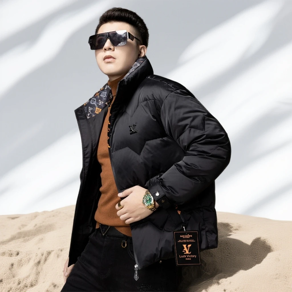 宾斯洛特立领羽绒服男装休闲男潮牌保暖潮流帅气加厚修身男士外套