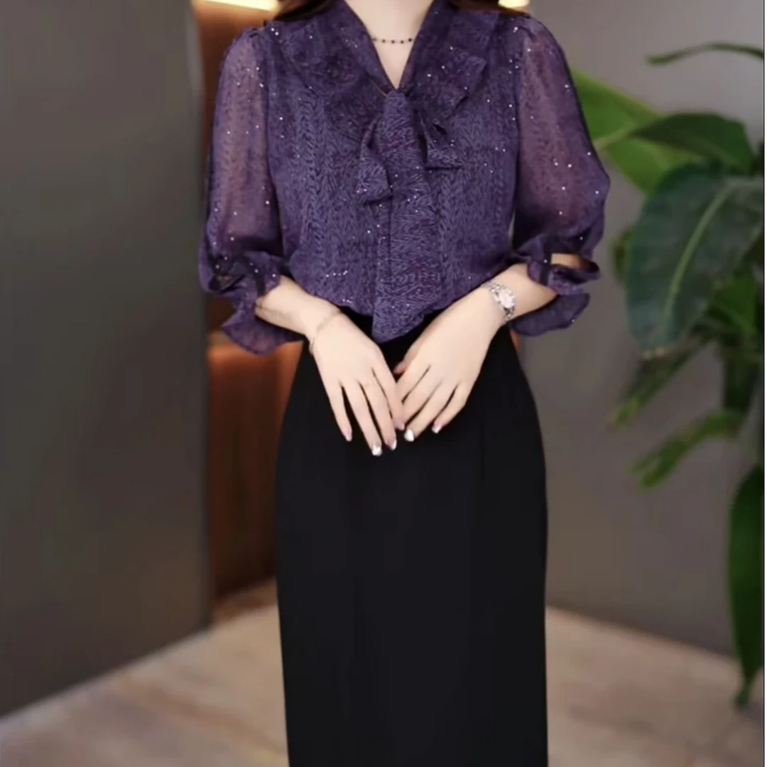 2025初秋新款时尚百搭显瘦遮肚子气质女士假两件连衣裙5461#