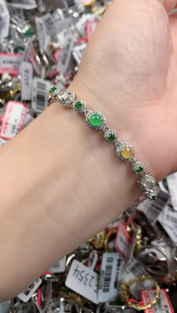 银S925镶嵌戒指翡翠141414---10