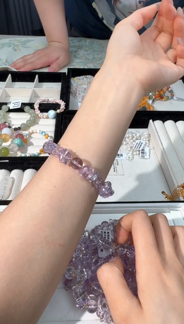 水晶手链银S925镶嵌F037紫水鱼油设计款