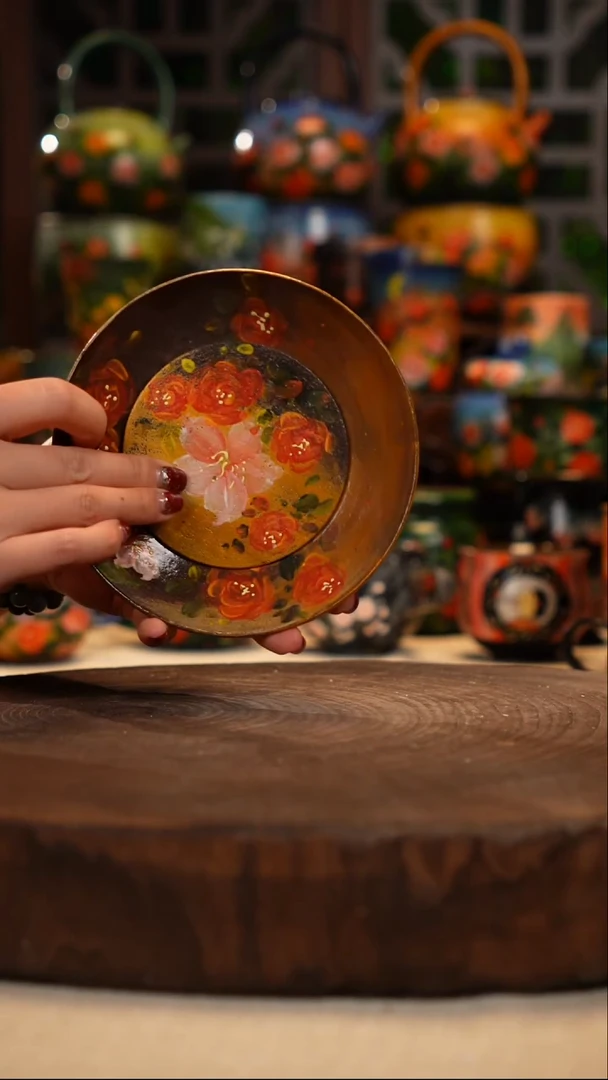 紫砂油画手绘釉下彩