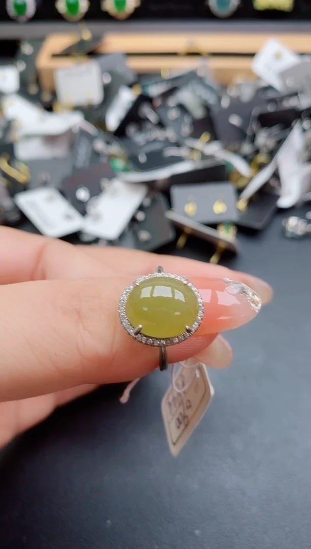 银S925镶嵌戒指翡翠1