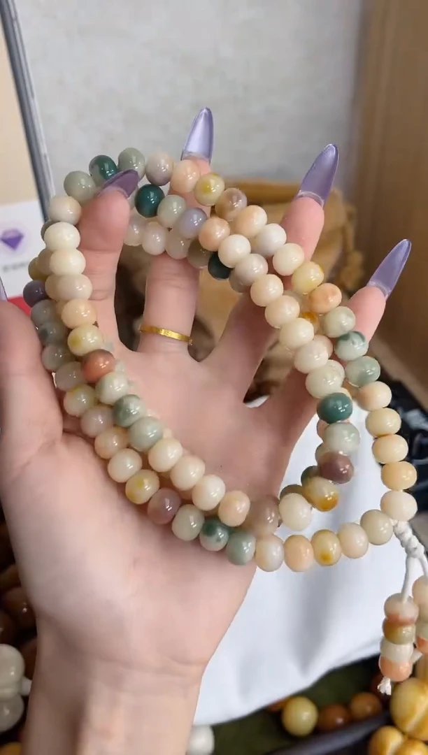 手串菩提根/象牙果玉化算盘7*10mm念珠