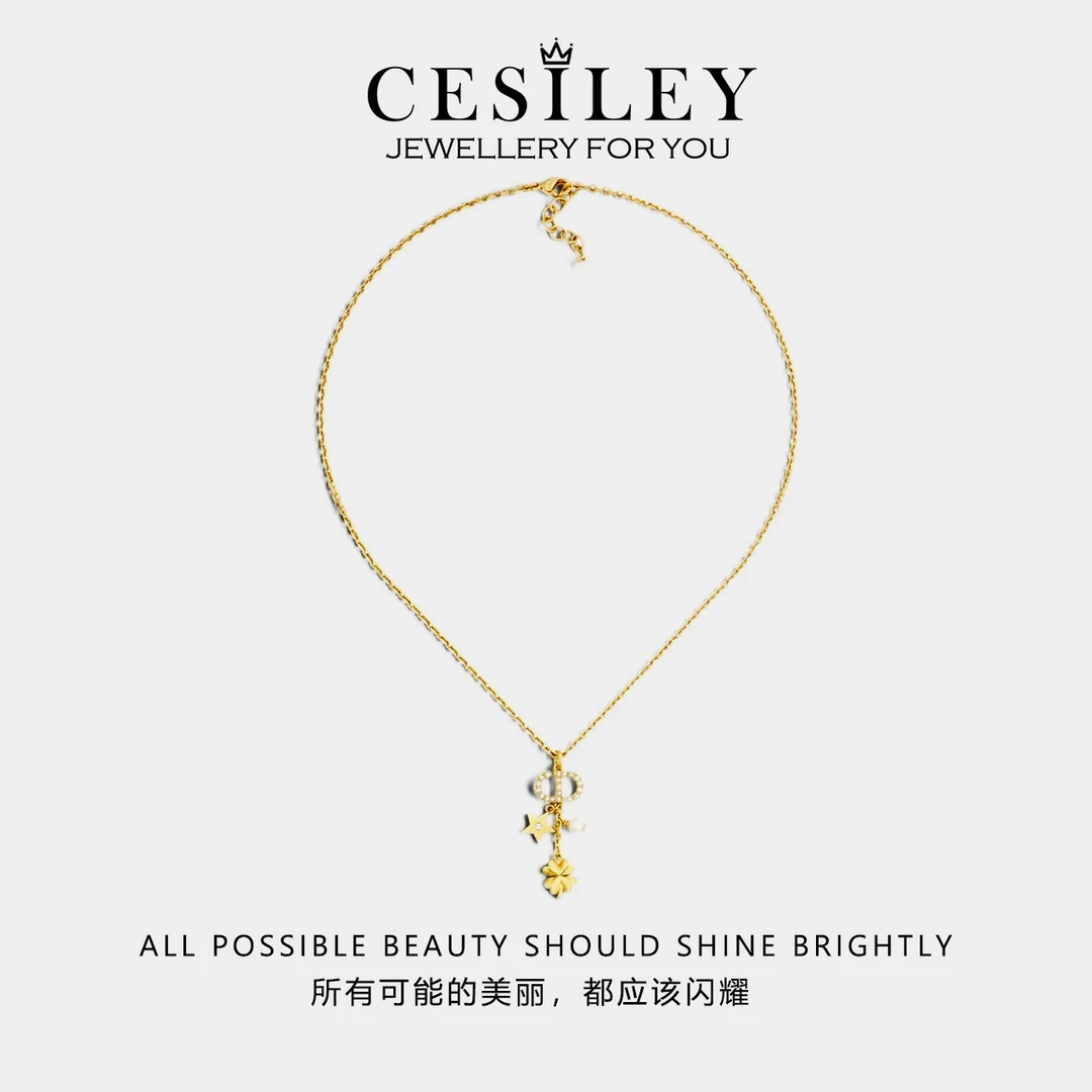 铜合金项链 星星幸运草项链DTB2022