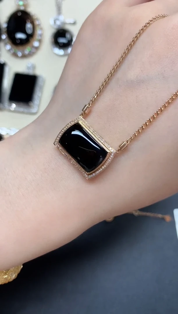 翡翠18K金镶嵌套链Z351|9800