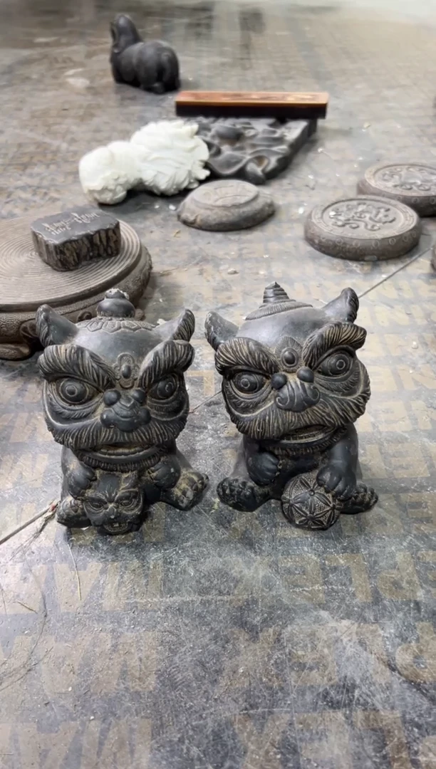 陶土【火山泥】瑞气盈门一对