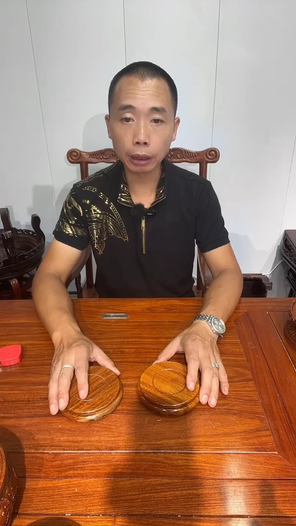 木老花圆形小盘几两个11*12*2.6