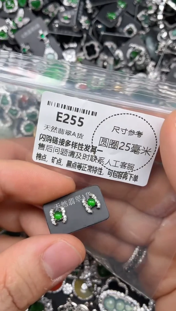 颈饰未镶嵌翡翠E255耳钉