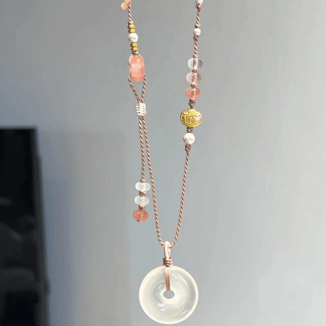 合金项链 新中式平安扣编织项链女新款高级设计感甜美锁骨链配饰