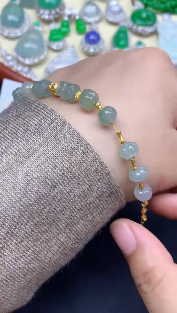 18K金镶嵌手链翡翠133-中国好珍宝