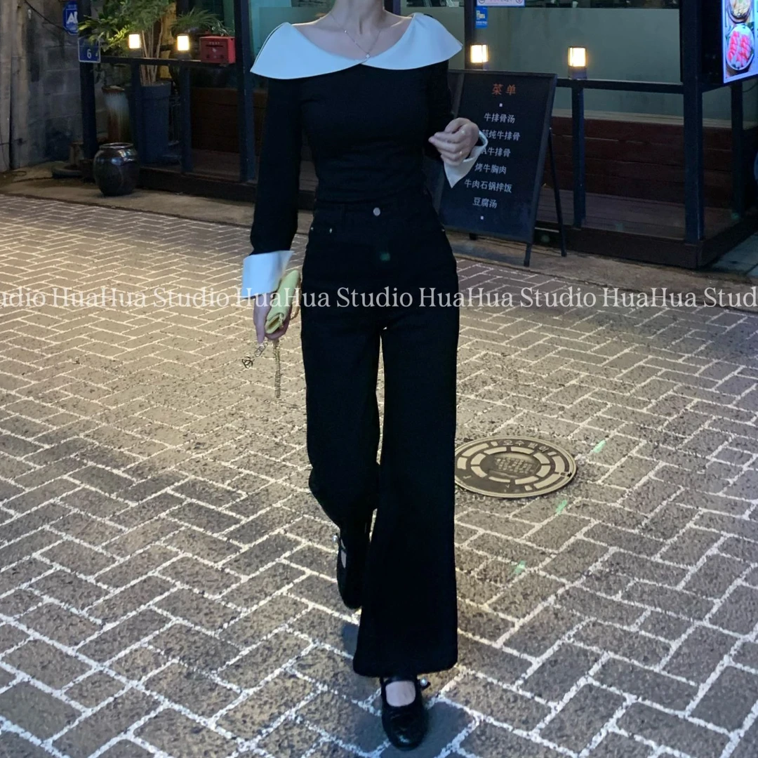 【花花】长腿秘籍~微喇宽松显瘦百搭牛仔裤