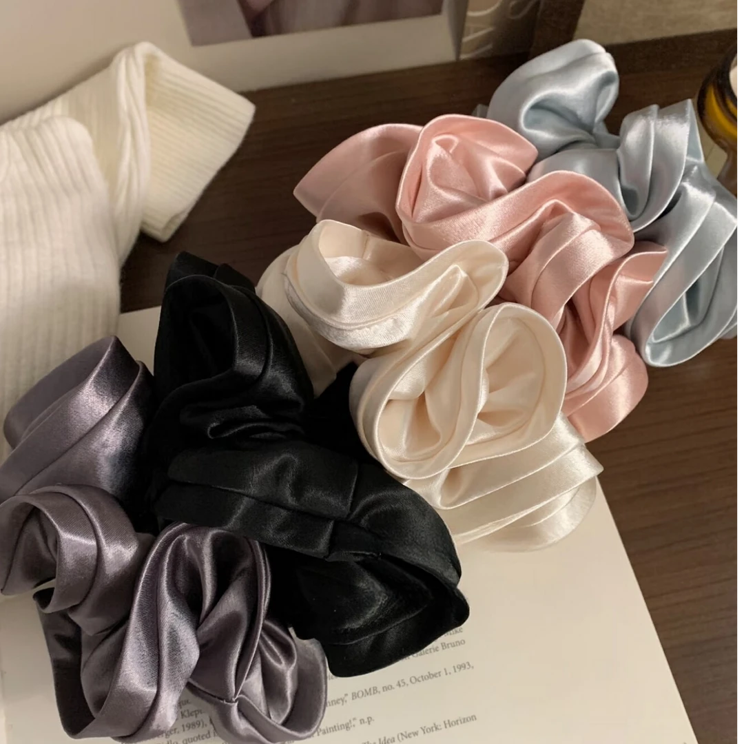 高级缎面木耳边大肠发圈法式优雅气质发圈丸子头扎发千金风