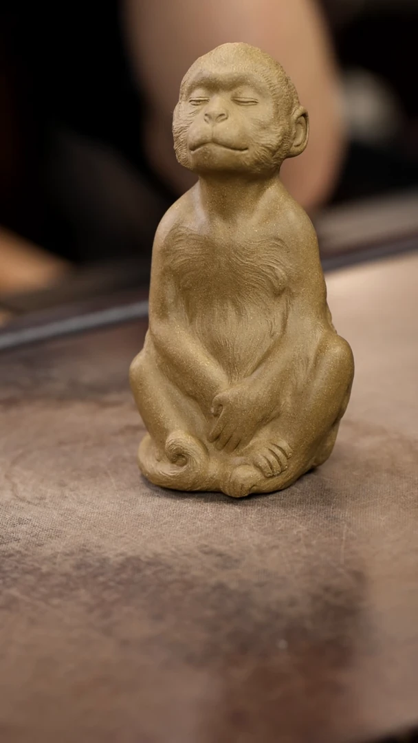 沉思猴雕塑茶宠摆件