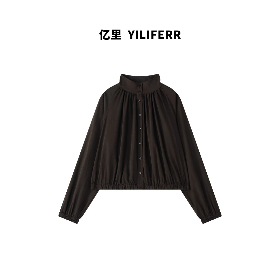 【YILI大码品牌】立领显瘦时尚百搭长袖复古上衣Y0604