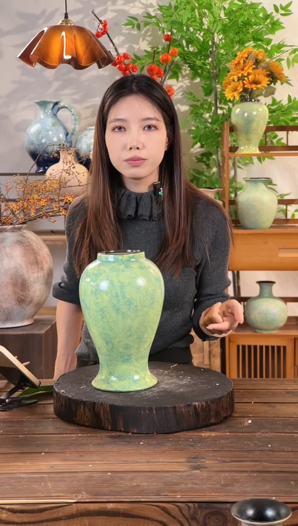 [绿野仙踪-大号美人花瓶】复古绿色陶瓷花瓶干花鲜花陶罐桌面斗柜