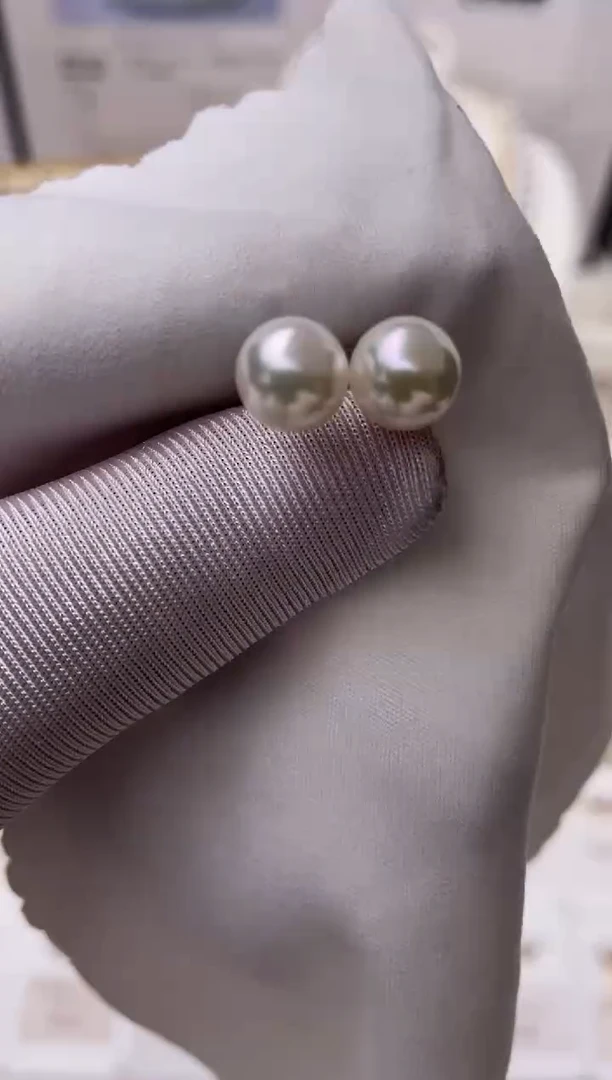 18K金镶嵌耳饰海水珍珠特选福利不退不换7.5-8mm