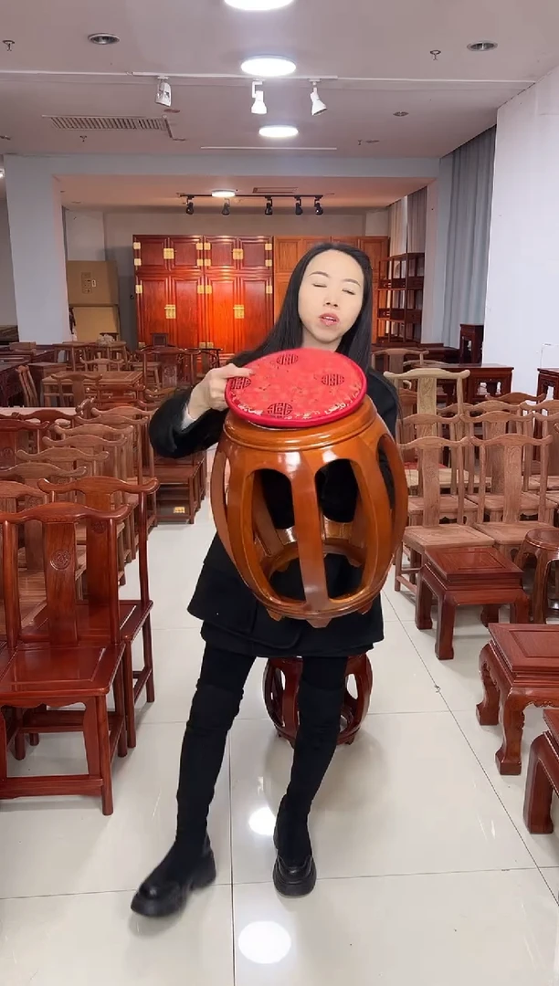 花梨木类端景台非洲金花梨大鼓凳43.5高