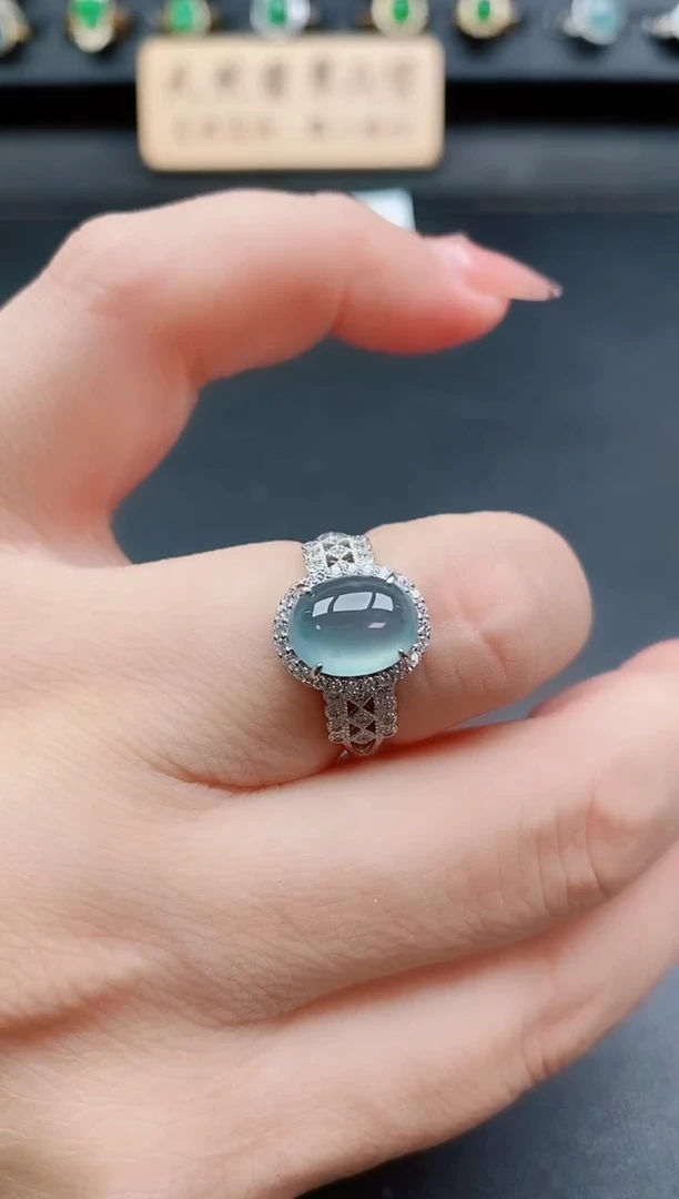 银S925镶嵌戒指翡翠1