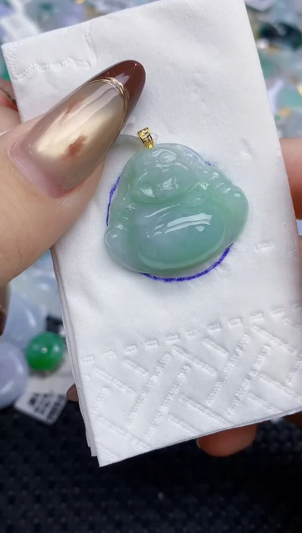 颈饰18K金镶嵌翡翠   天然翡翠A货  百元以上9米证书费自理