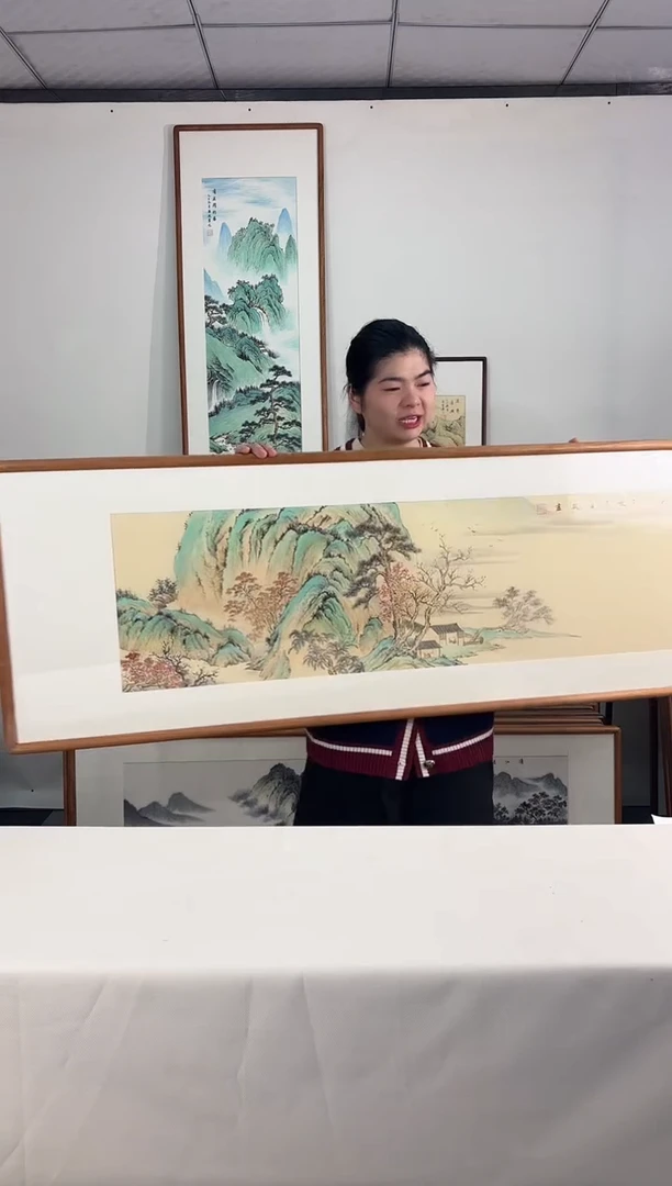国画手绘*泛舟访友*52*172cm