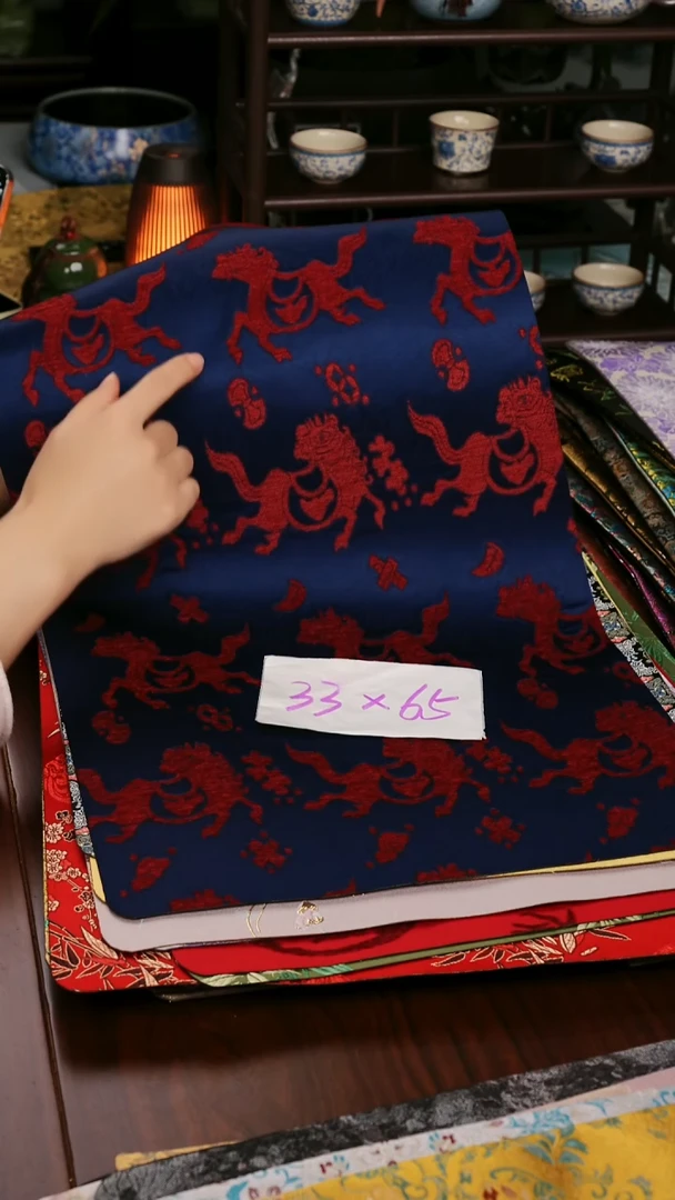 【马上有钱蓝单面】中国风干泡织锦茶席33*65