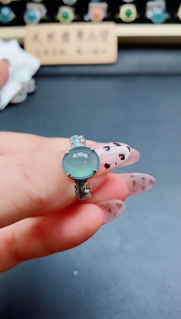 银S925镶嵌戒指翡翠1