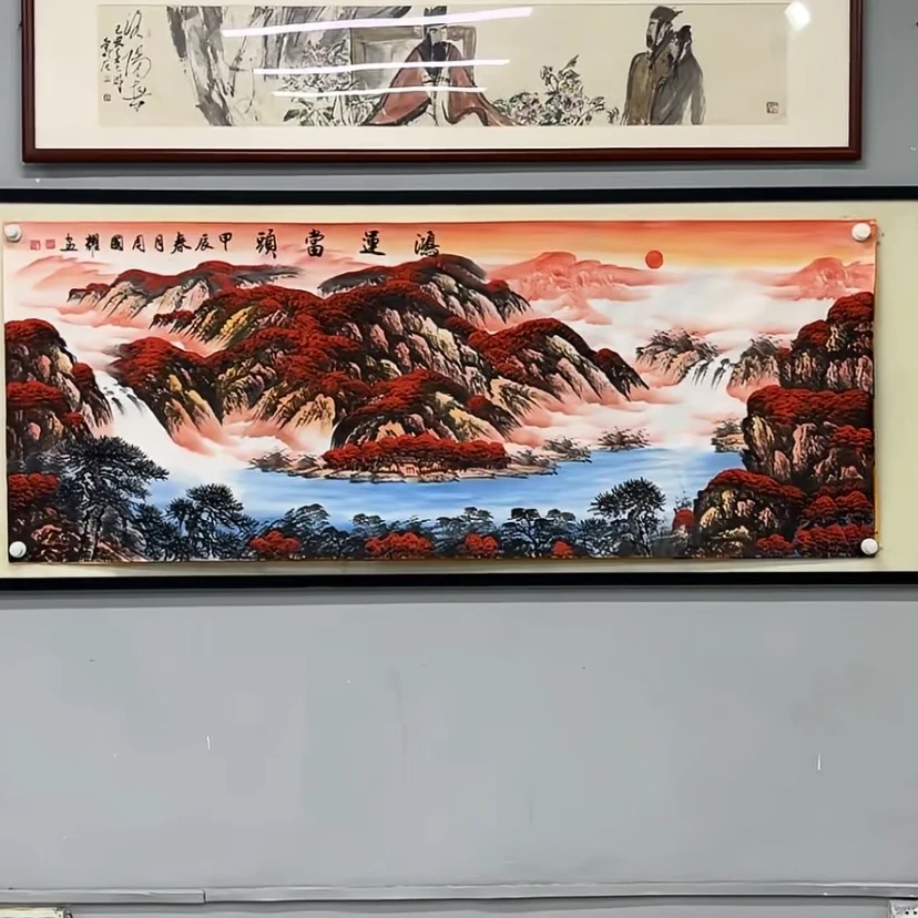 手绘国画《鸿运当头》180乘70画心不装裱