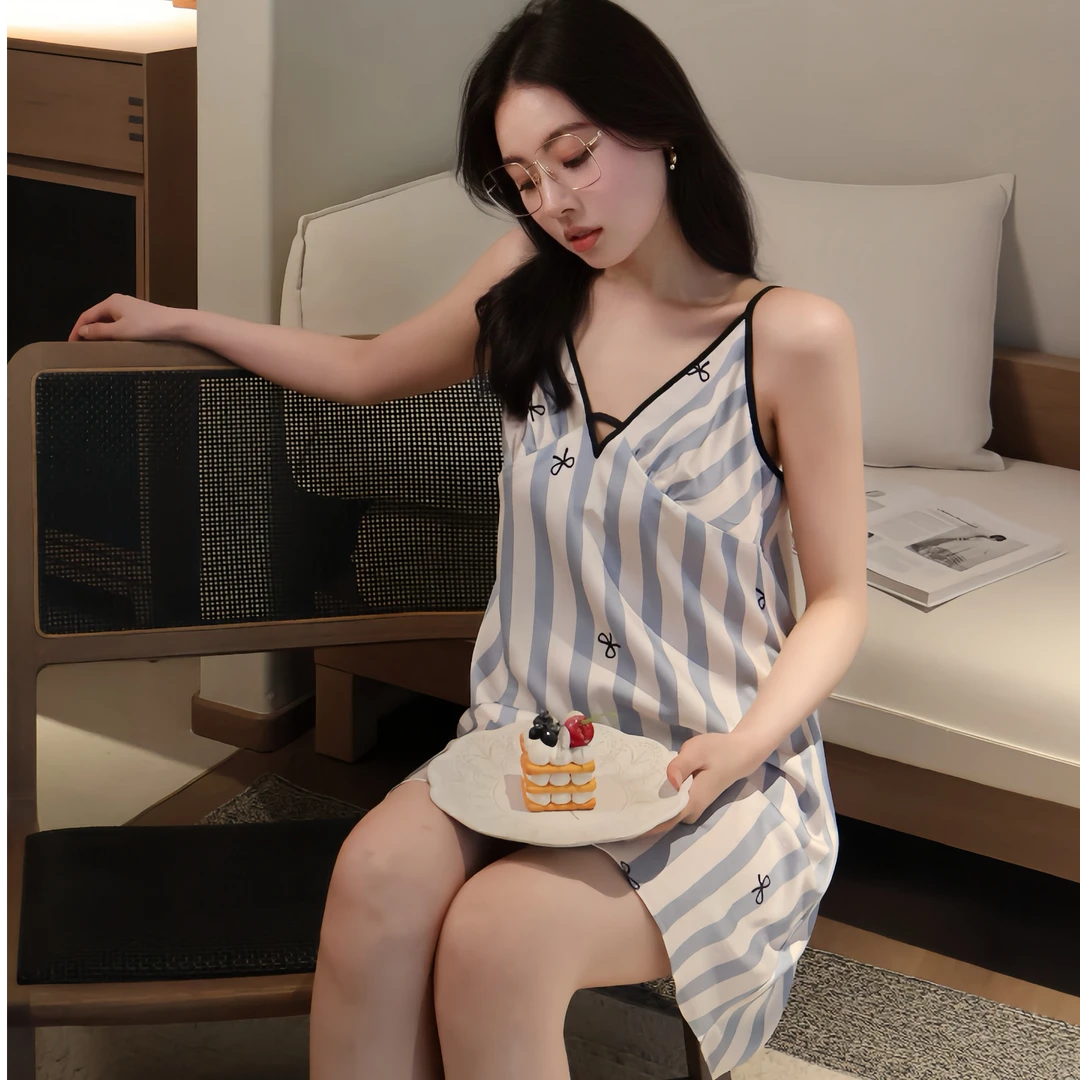 雍然雍然气质条纹吊带韩版居家