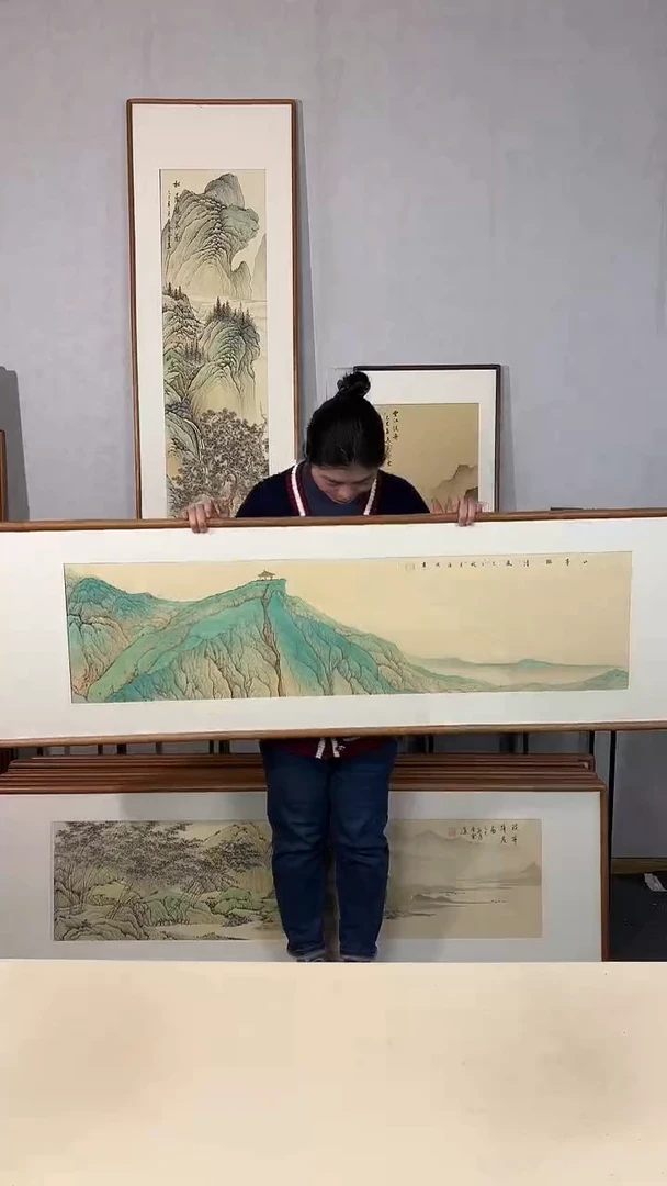 国画手绘*山亭临清风*52*172cm