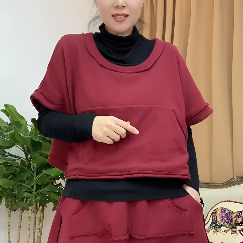 本古佳0301毛圈宽肩背心140*48通勤短款时尚休闲宽松显瘦气质百搭