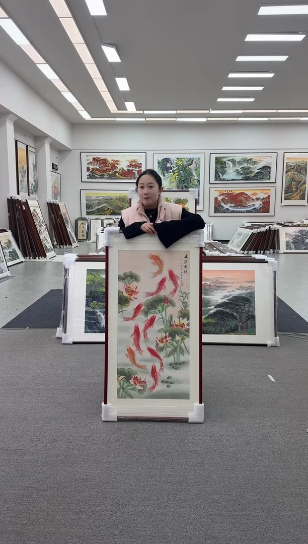 国画手绘   玄关走廊挂画   连年有余   125*65