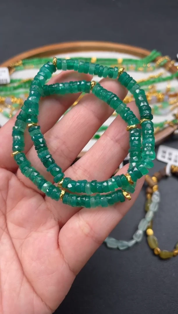 足金镶嵌套链玛瑙/玉髓多样性  发货一条  P425