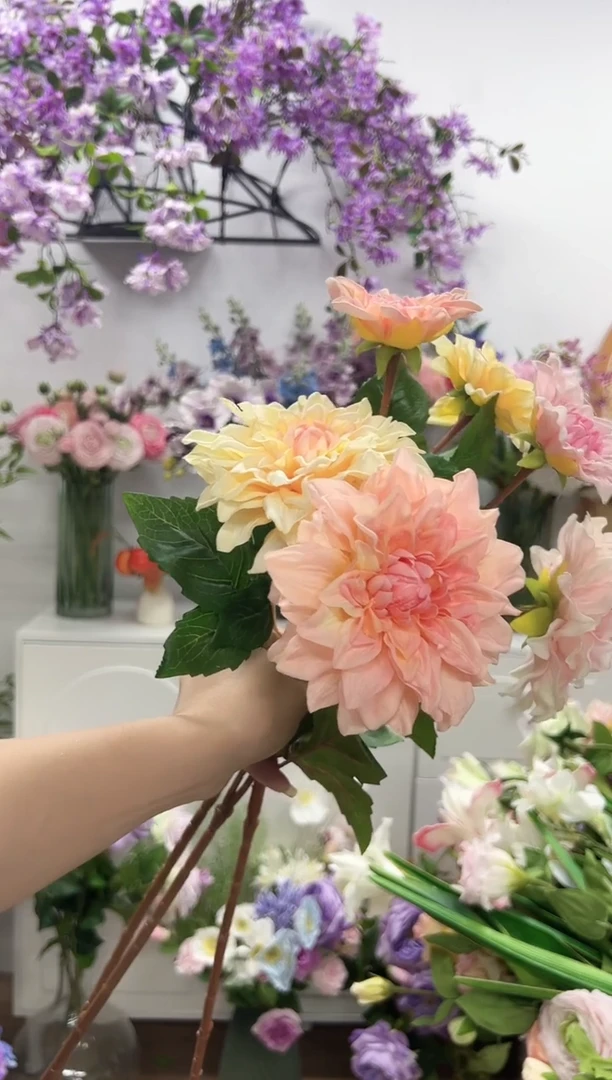 3枝混色手感保湿大丽花