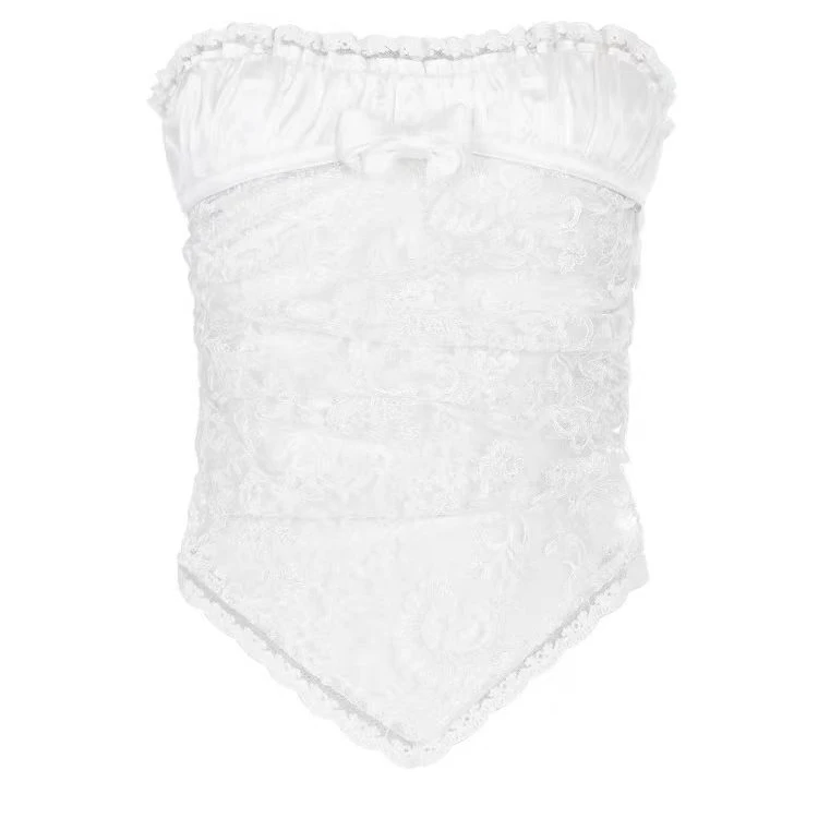 LeFame/拉飞姆2025夏季蕾丝内搭白色打底外穿抹胸LF25X21SV007