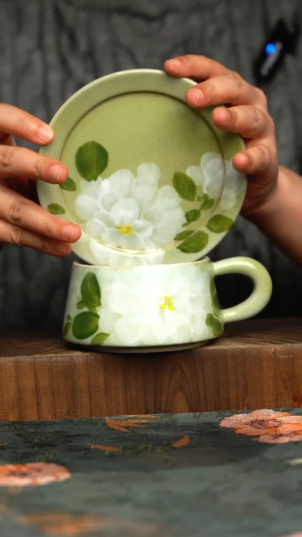 杯釉下彩手工手绘同款陶器