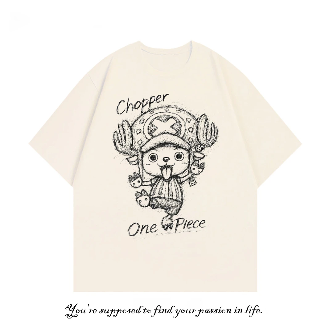 【印花乔巴】美式宽松精梳棉短袖男士T恤海贼王透气夏季痞帅潮流ins