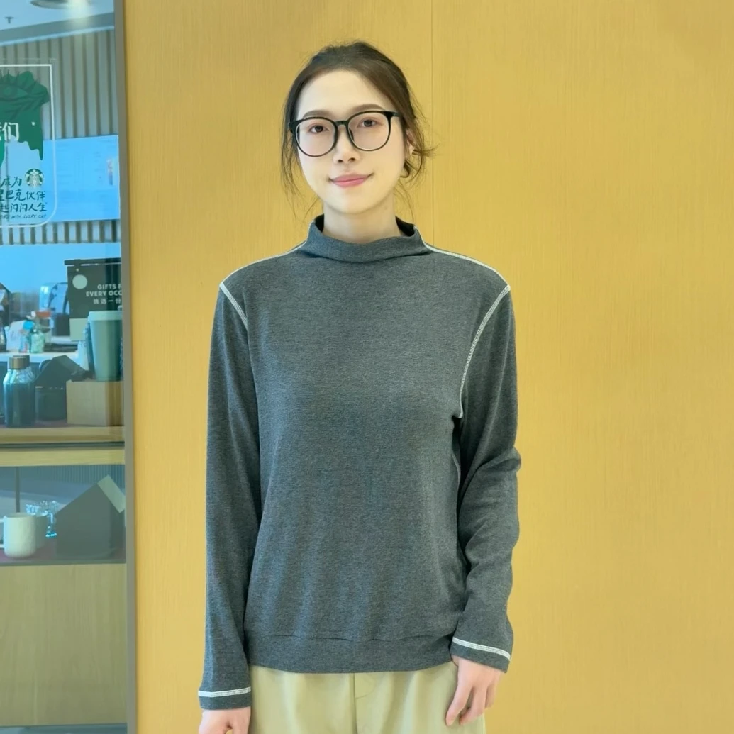 秋冬女士桑蚕丝醋酸羊毛衫半高领明线羊毛衫