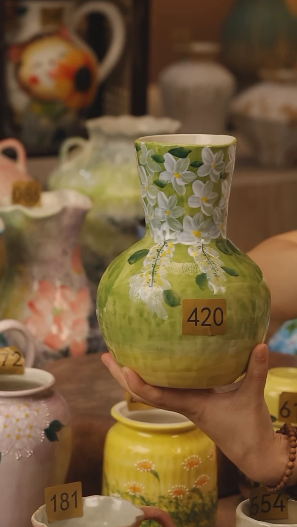陶瓷420景德镇设计师手作花器摆件侘寂风