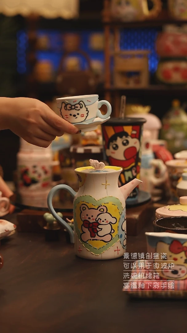 陶瓷景德镇可爱陶瓷釉下彩绘设计师款